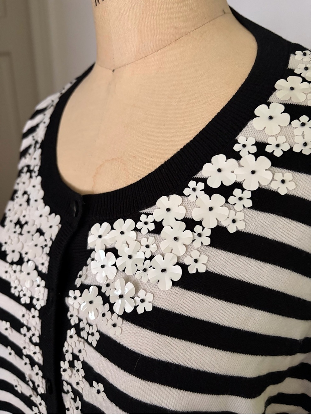 Talbots Striped Cardigan Top with Sequins 2XP